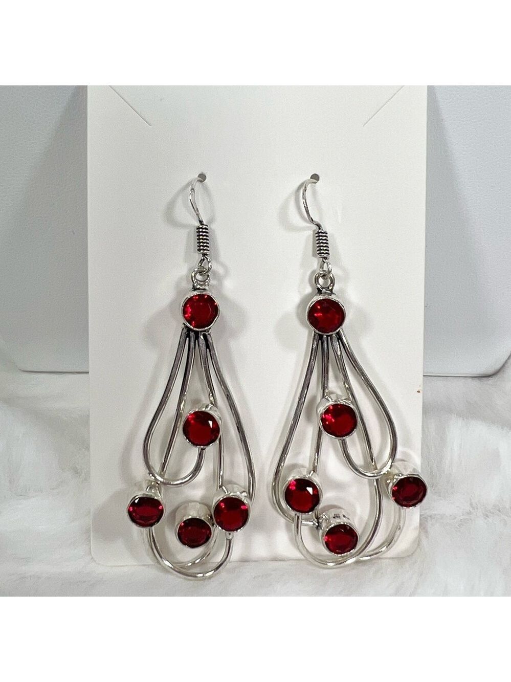 Garnet 925 Synthetic Gemstone Earrings